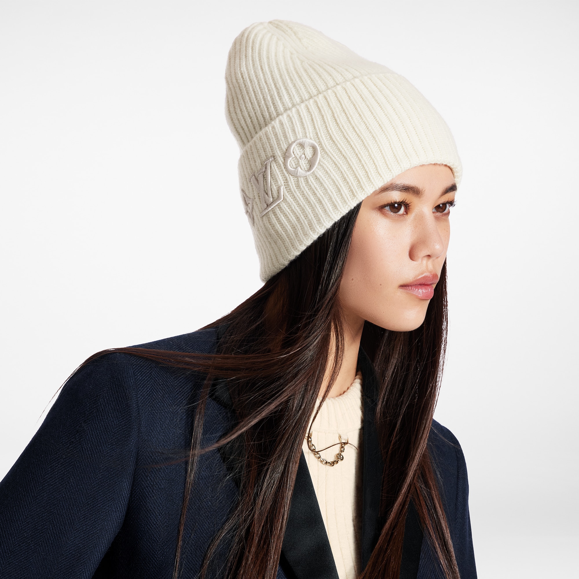 LV Headline Beanie - Luxury S00 White | LOUIS VUITTON